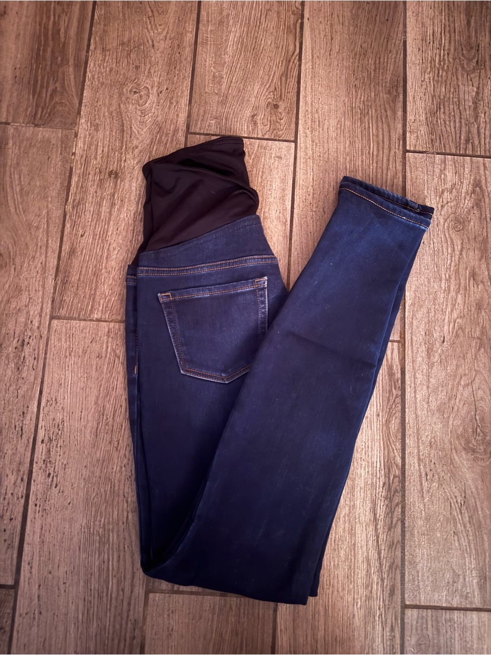 Isabel Maternity by Ingrid & Isabel Dark Blue Skinny Jeggings with Black Panel